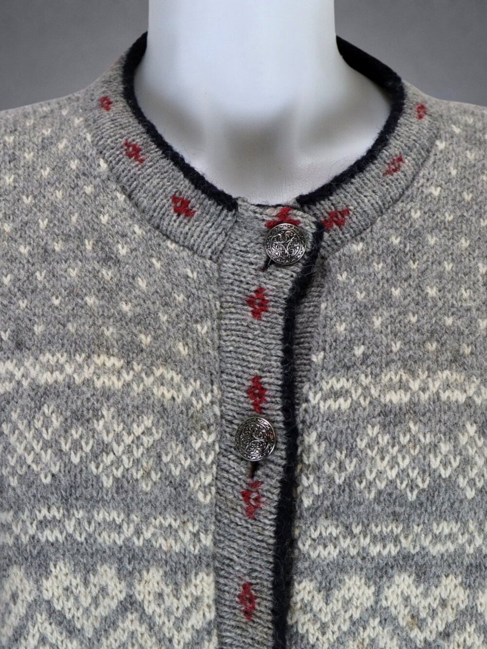 Vintage L.L.Bean Fair Isle Wool Cardigan Sweater Nordic Scandinavian USA L - Picture 5 of 8